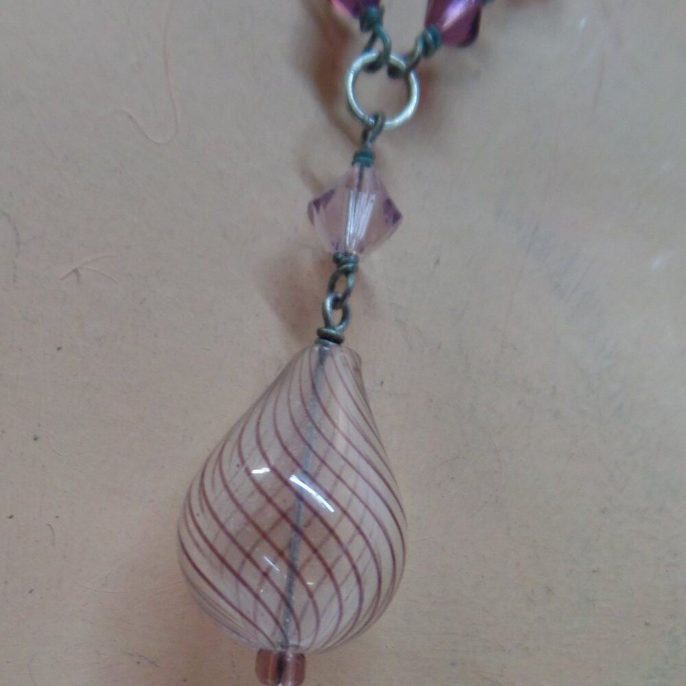 Italian Made Mouth Blown Glass Necklace on Decorative 19" Chain. Stamped